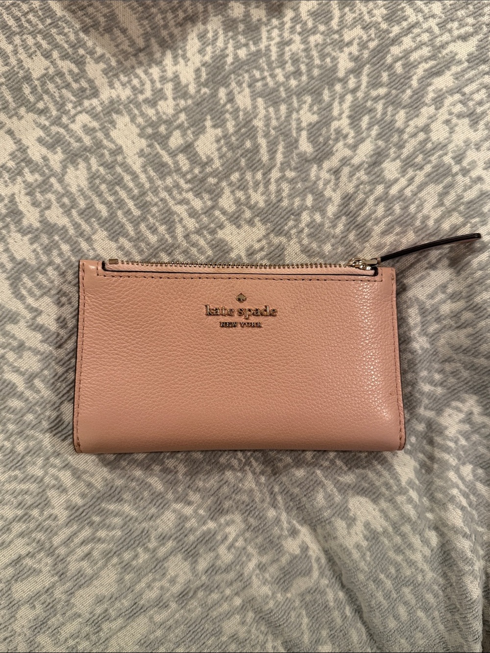 kate spade Blush Pink Pebbled Leather Zip Card Wallet